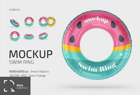 طرح لایه باز موک آپ حلقه تیوپ شنا - Swim Ring Mockup Set